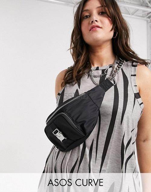 Asos 黑色搭扣腰包