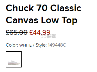 Converse 匡威 Chuck 70 经典白色低帮帆布鞋