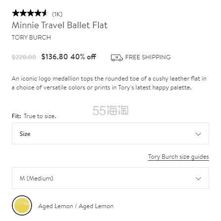 6折 Tory Burch 芭蕾平底鞋 136 8 约963元 6折 Tory Burch 芭蕾平底鞋 136 8 约963元