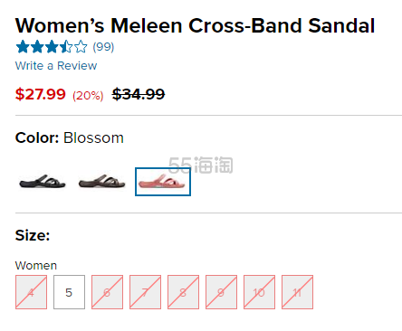 Crocs 卡骆驰 Meleen Cross-Band 凉拖鞋