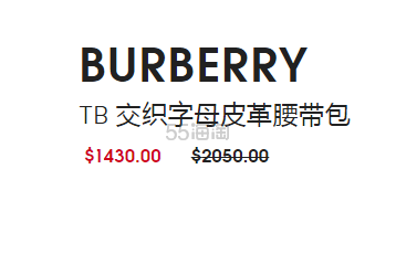 【7折】burberry tb 交织字母皮革腰带