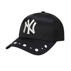 【包邮装】MLB 男女同款 珍珠装饰帽檐 可调节鸭舌帽 黑色均码