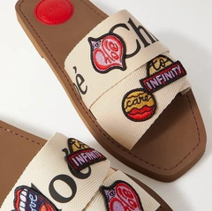 【6.2折】CHLOÉ Woody 贴花品牌标志印花帆布拖鞋