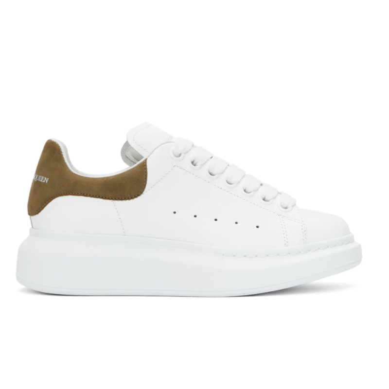 BUG价！【5.5折+美站好价】Alexander McQueen 卡其色尾标小白鞋