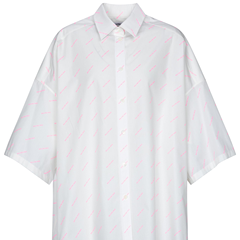 【4.2折+含税直邮】Balenciaga 粉色字母印花廓形衬衫