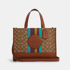 Coach奥莱： 新款Dempsey条纹老花托特包