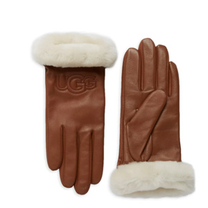 UGG Shearling-Trim Leather Gloves