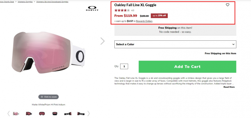 6 3折 Moosejaw官网 Oakley Fall Line Xl护目镜现价 119 99 约766元 运动户外 特品特惠