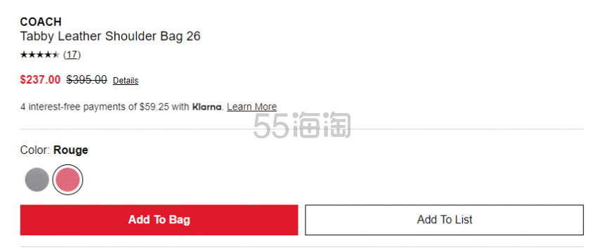 补货！Coach 蔻驰 Tabby 26 新款包包 拼色/大象灰