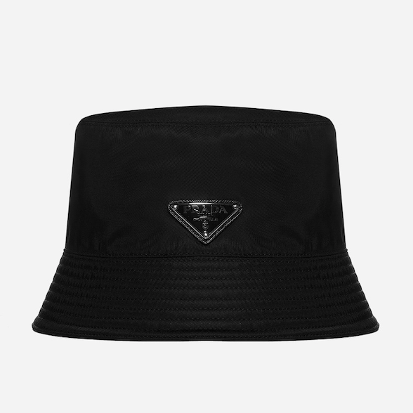 prada 普拉达logo黑色渔夫帽