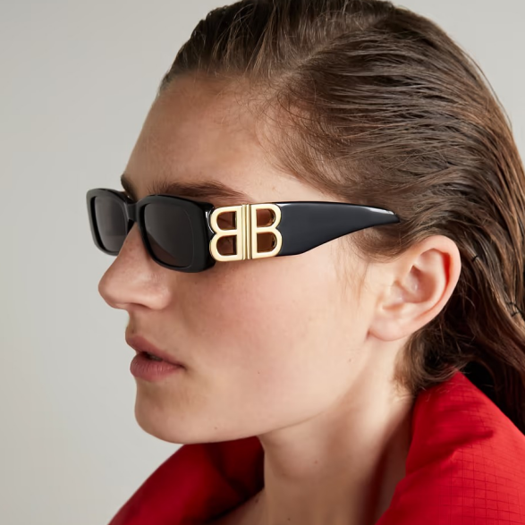 BALENCIAGA EYEWEAR Dynasty 板材金色金属方框太阳镜