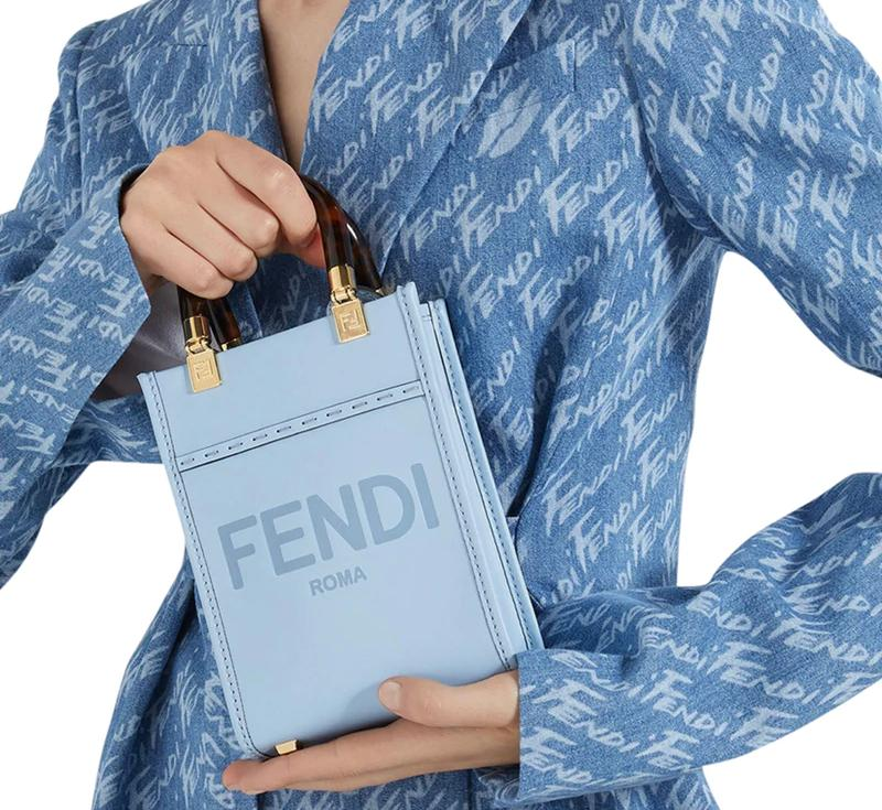 【*+限时8折】FENDI 芬迪 Sunshine 蓝色迷你斜挎包