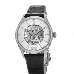 ORIS Artelier Skeleton 银色表盘黑色皮革表带女士手表