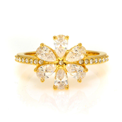 Swarovski 施华洛世奇植物金色调和捷克白色水晶戒指 Sz5.75 5542531