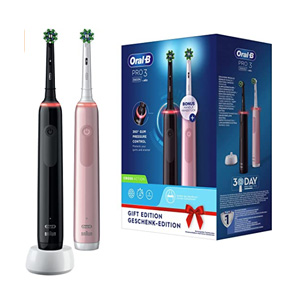 Oral-B 欧乐B Pro 3 3900 电动牙刷2支装 黑色/粉色