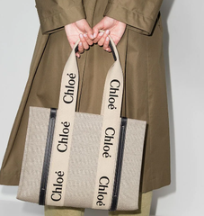 【官网定价1090刀变相68折】Chloé 蔻依 Woody 小号帆布托特包