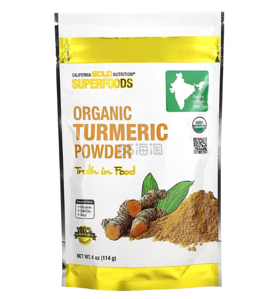 特价！California Gold Nutrition SuperFood 有机姜黄粉 114g