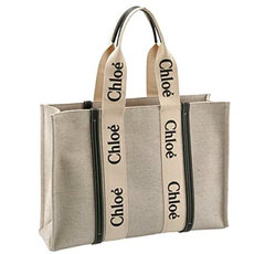 Chloe 大手提包 WOODY LOGO 大号 带蝴蝶结 棉质帆布包 手提包