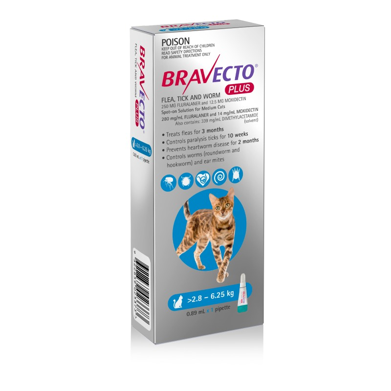 Br*ecto 贝卫多 猫用体外驱虫*滴剂 跳蚤蜱虫等 0.89mlX1支 适用2.8-6.25kg 2个月长效