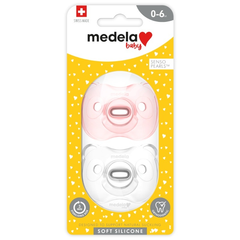 Medela 美德乐 一体式硅胶安抚奶嘴 0-6个月 2个装 淡粉系