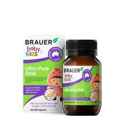 Brauer 蓓澳儿 小绿瓶 儿童高纯度鱼油DHA软胶囊 60粒 柠檬香味 7个月+