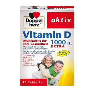 【含税直邮】Doppelherz 双心 维生素D 1000营养片 45片