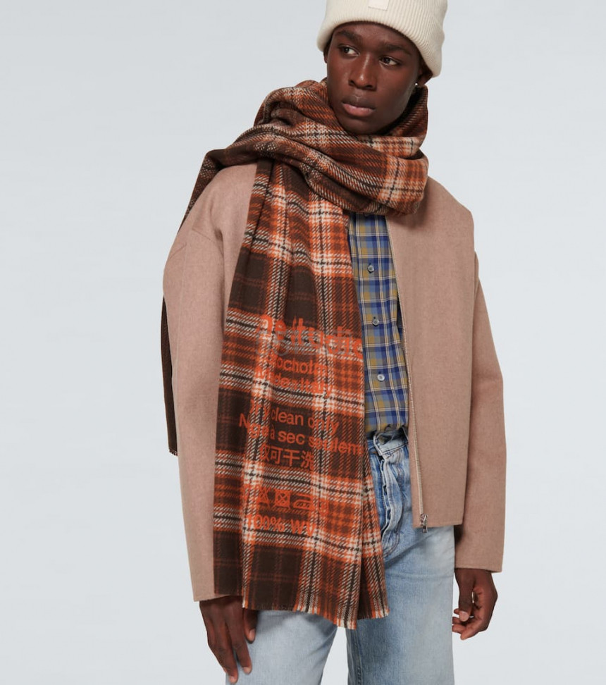 【限时折上折】acne studios 苏格兰格纹logo围巾