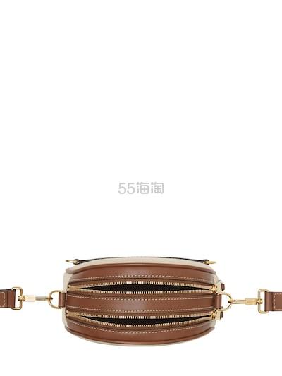 Burberry 巴宝莉 圆形logo帆布&皮革单肩包