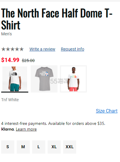 The North Face 北面基本款 Logo 印花白色T恤