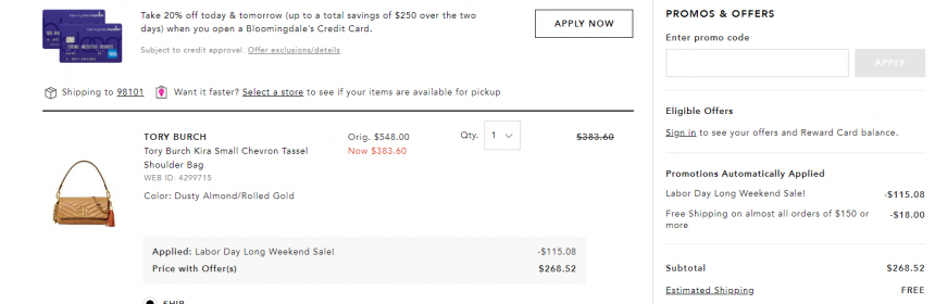 Bloomingdales：Tory Burch Kira Chevron 单肩包