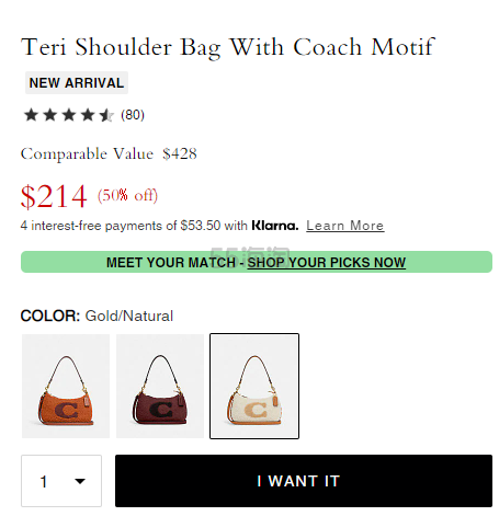 Coach Teri 皮毛大C腋下包