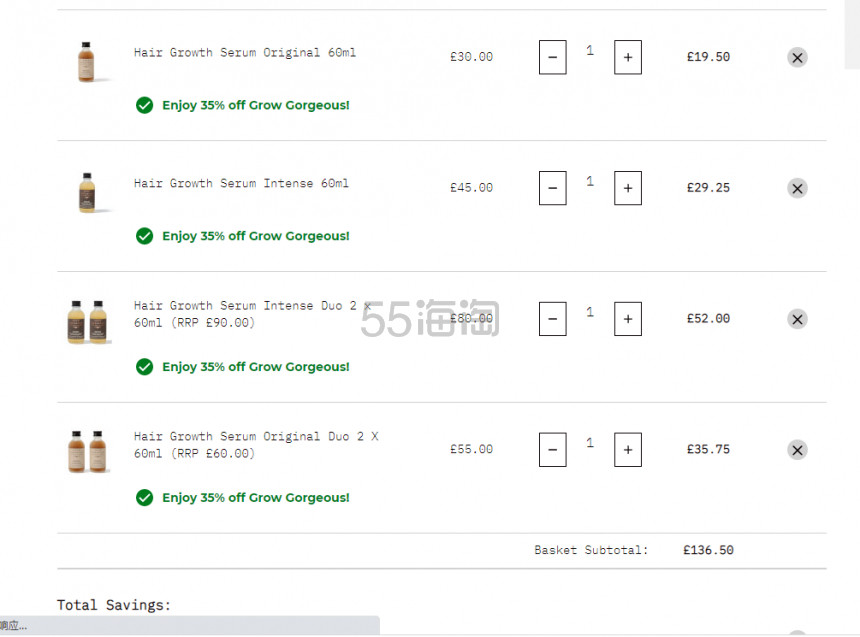 Grow Gorgeous UK：双十一大促！新版生发精华￡26