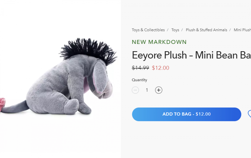 Disney  Eeyore 迷你豆袋玩偶