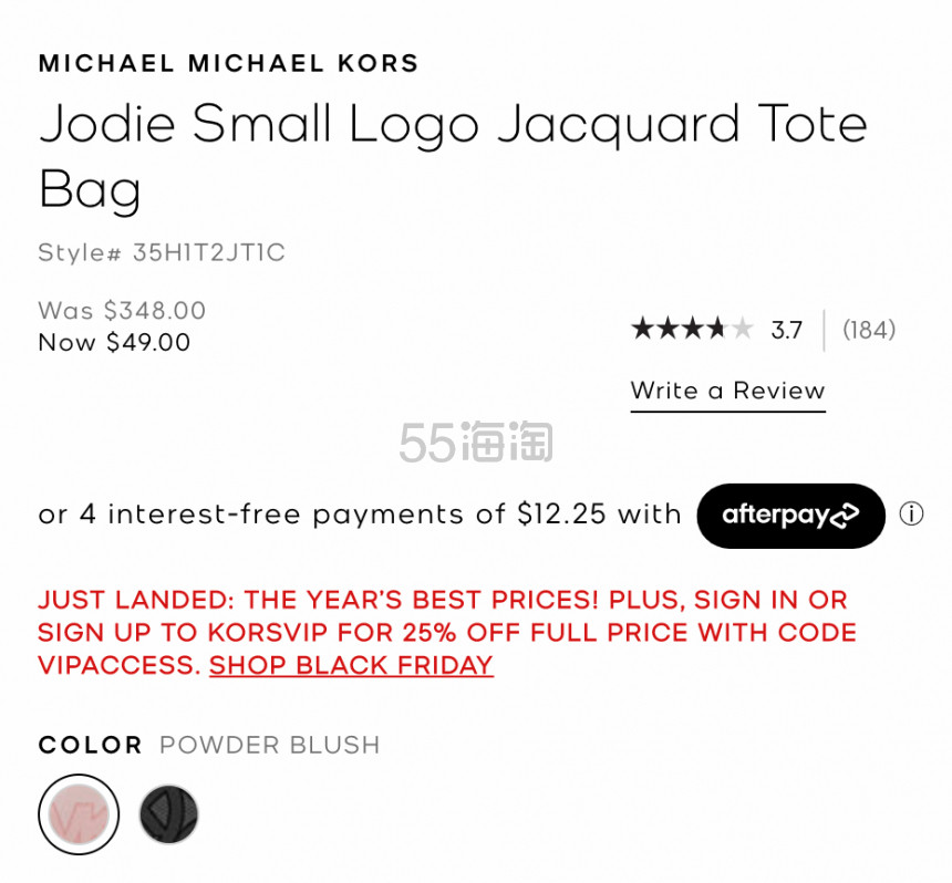 补货！Michael Kors Jodie 粉色小号老花托特包