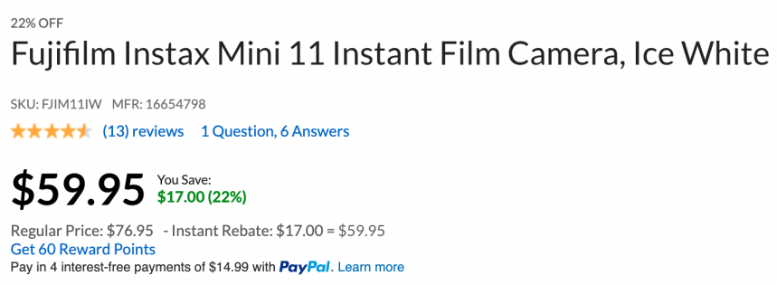 降價！Fujifilm 富士 Instax Mini 11 Instant 拍立得相機