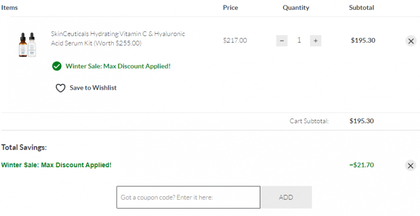 降價！SkinCeuticals 保濕維生素 C 和透明質酸血清套裝