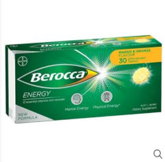 Berocca 拜维佳 泡腾片VB+VC 芒果橙子味 30颗