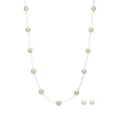 Macy's 梅西 珍珠项链耳钉组合