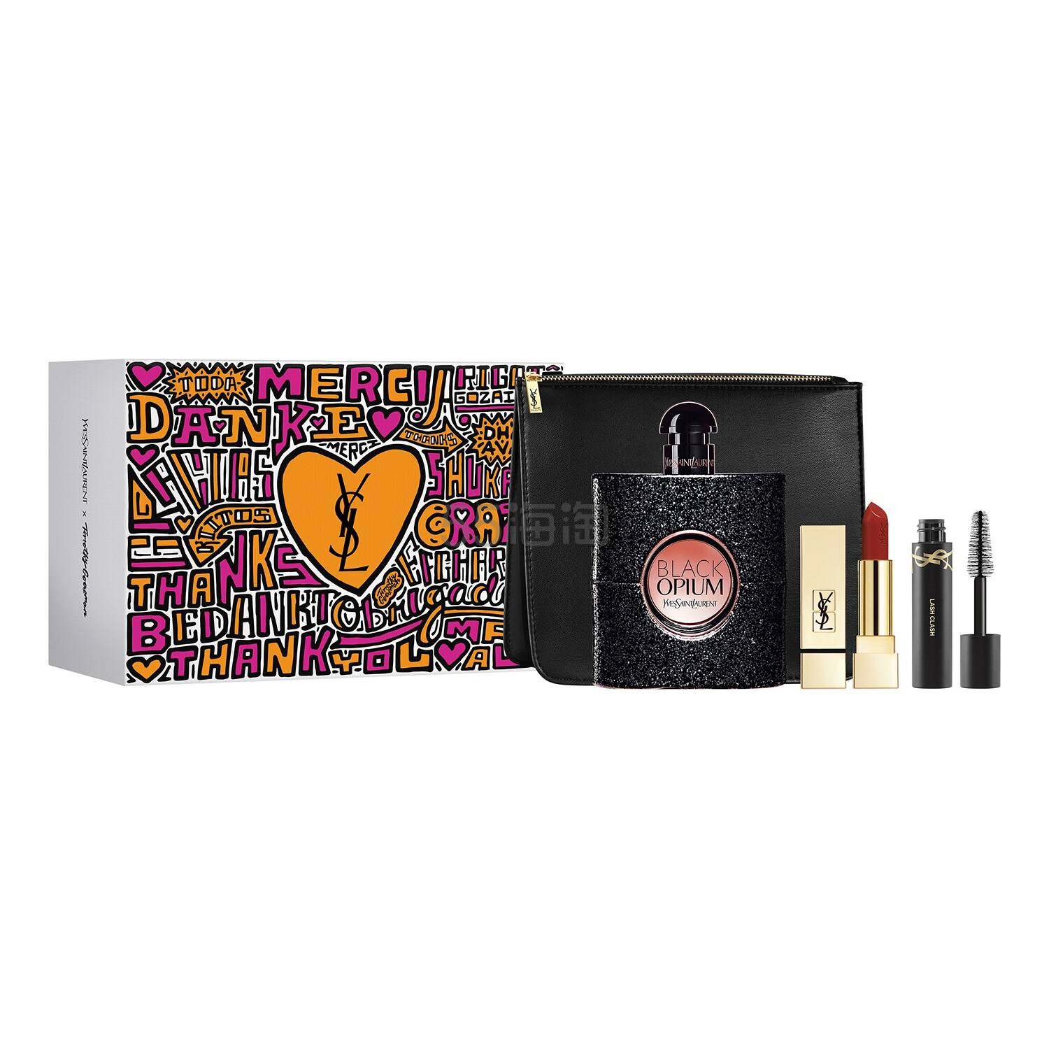 【包邮含税】Yves Saint Laurent 圣罗兰 黑色奥飘茗黑鸦*片女士香水彩妆套装 EDP