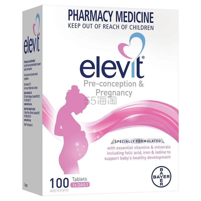 Elevit 爱乐维 备孕/孕妇孕期复合维生素叶酸片 100片