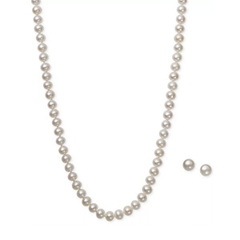 Macy's 珍珠项链+耳钉套装