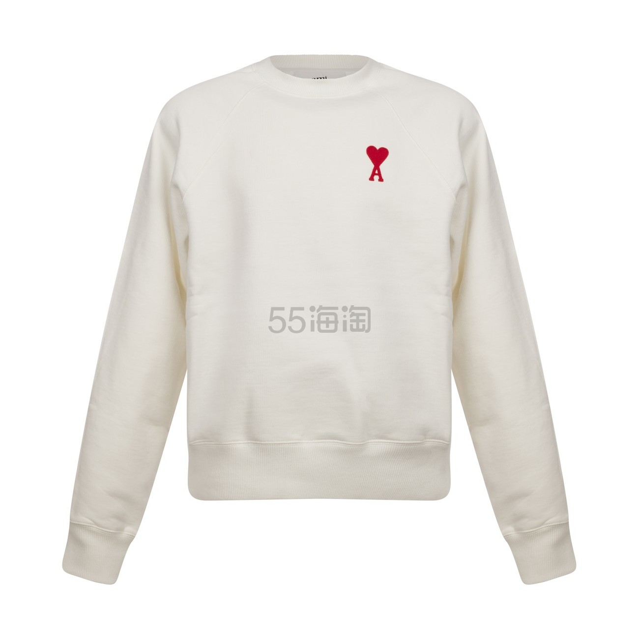 尺码全！AMI PARIS 白色爱心logo长袖衫