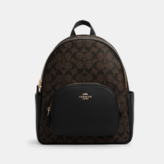 浅色$135！Coach 蔻驰 Court Backpack 老花双肩包