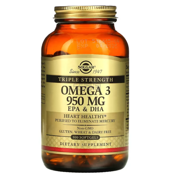 iHerb:Solgar 欧米伽-3 EPA 和 DHA 950 毫克 100粒鱼油软凝胶
