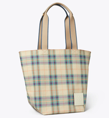 超便宜！Tory Burch ELLA 格纹帆布购物袋