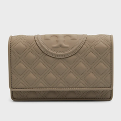 Tory Burch FLEMING 小号小羊皮链条包 磨砂灰