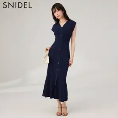 Snidel 2023春夏新品女士简约针织鱼尾连衣裙SWNO232012,海淘返利优惠