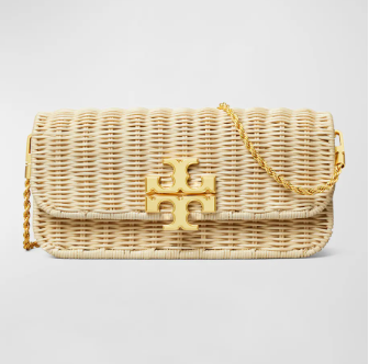 至高赠$500礼卡！Tory Burch Eleanor 夏日藤编链条包