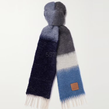 LOEWE 罗意威 徽标流苏马海毛围巾 2色可选