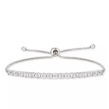 网一特价！MACY'S 梅西 Bolo 钻石手链 (1/10 ct. t.w.) 3色可选